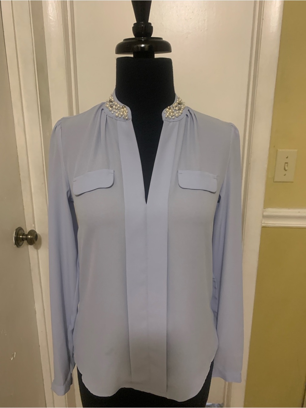 Candies Pearl-Collar Light Blue Women's Blouse